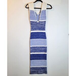 Toccini Womens Ribbed Knit Striped Tank Maxi Dress Size Small Stretch Bodycon